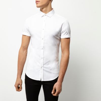 White short sleeve skinny fit shirt